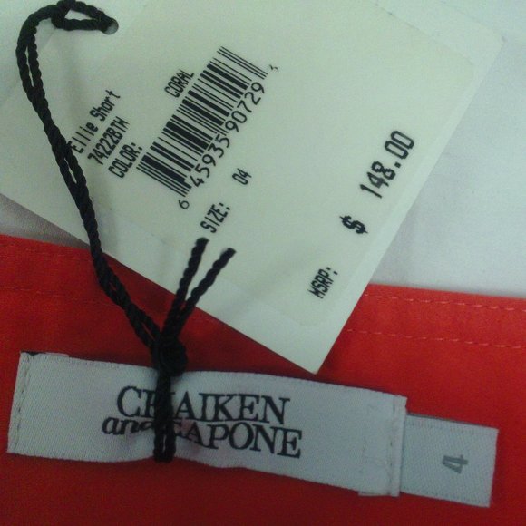 Chaiken & Capone Ellie Shorts Red 4 USA NWT - Picture 6 of 6